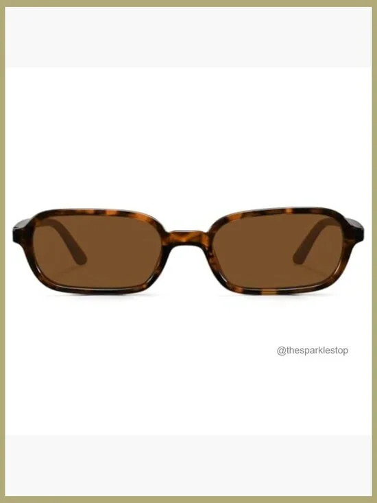 Retro Rectangle Sunglasses UV400 Protection Polycarbonate Frame - Picture 4 of 7